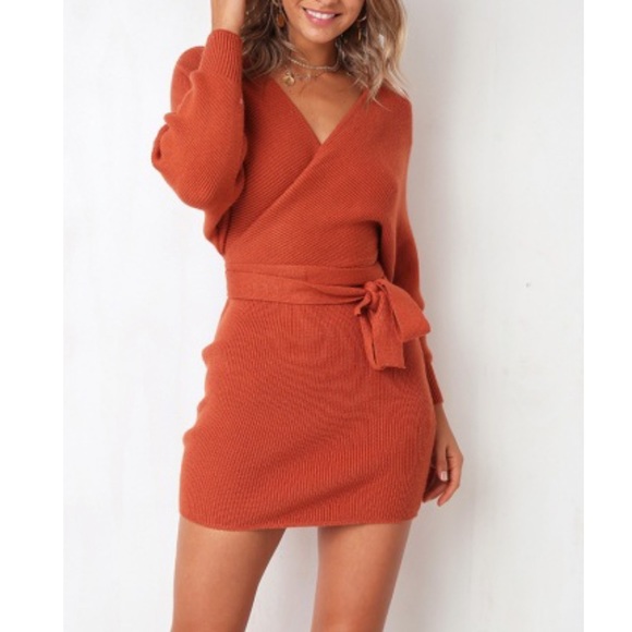 🔥🔥Sexy and Cozy Rust Sweater Dress - Picture 4 of 6